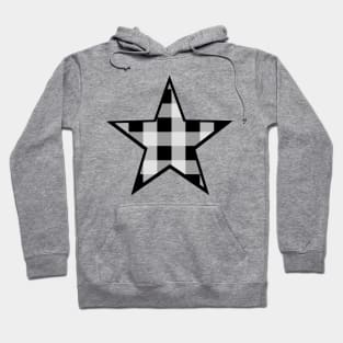 Black and White Buffalo Plaid Star Hoodie